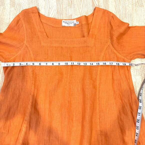 Haris Cotton 100% Linen Lagenlook Blouse with Bell Sleeves Size XS - Picture 6 of 7